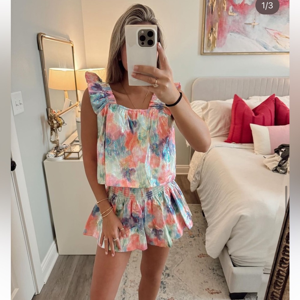 QUEEN OF SPARKLES Pastel Multi-Color Ruffle Two-Piece Set